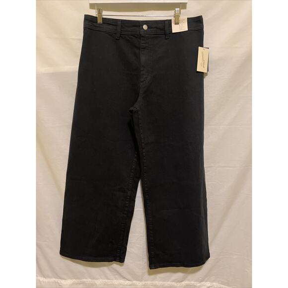 NEW Universal Thread Jeans Womens 14 Black High Rise Sailor Wide Leg Stretch - Picture 1 of 16